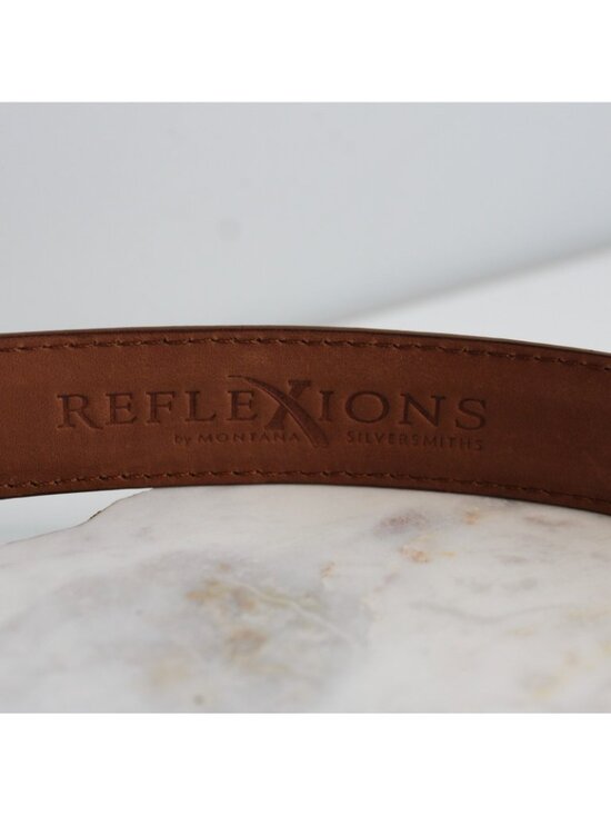 Montana Silversmiths Reflexions Western Belt L Brown Leather Brass Buckle main image 5